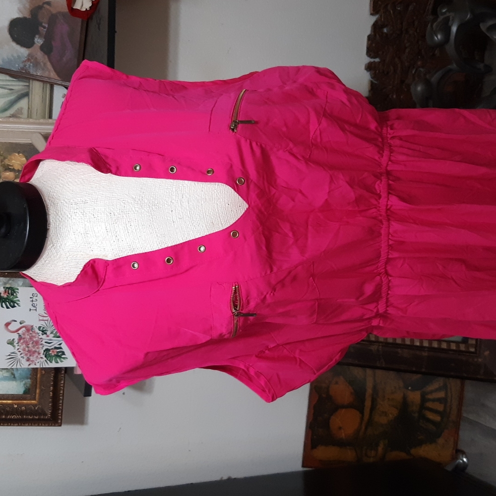 Womens Pink Jumper dress Plus sz 3x Elastic Waist SPEED CONTROL NY b46